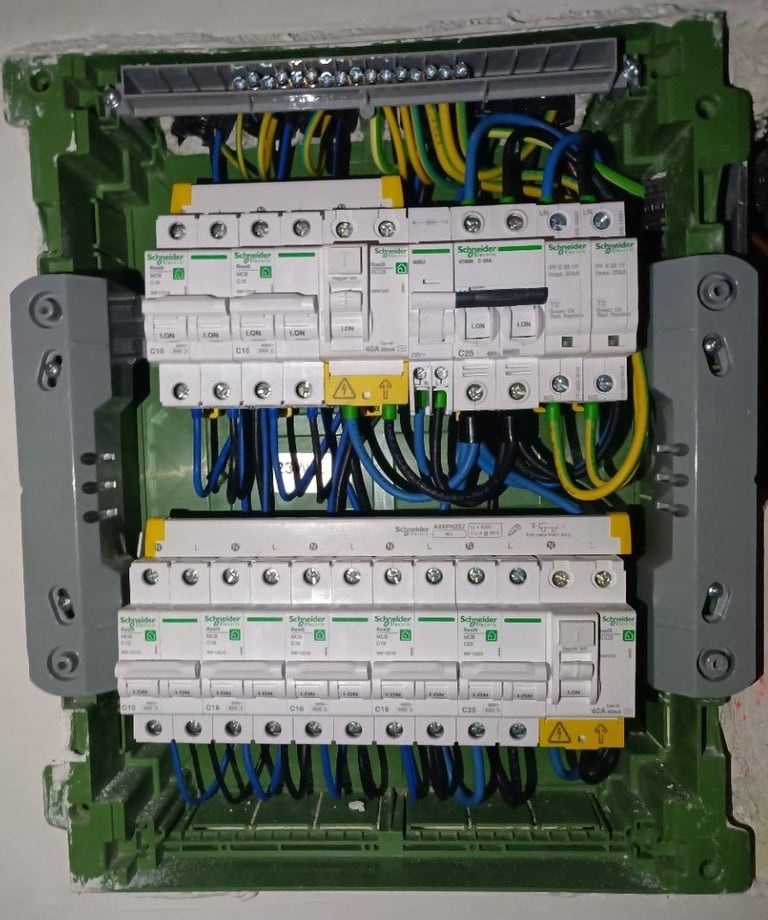 Cuadro eléctrico residencial con protecciones magnetotérmicas en Burgos