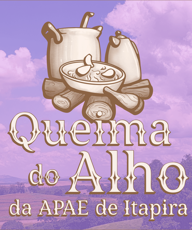 Ilustração de João Marquezini: Logo da Queima do Alho da APAE de Itapira