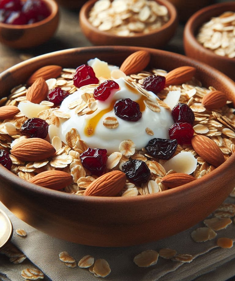 a bowl of oatmeal with yogurt and yogurt