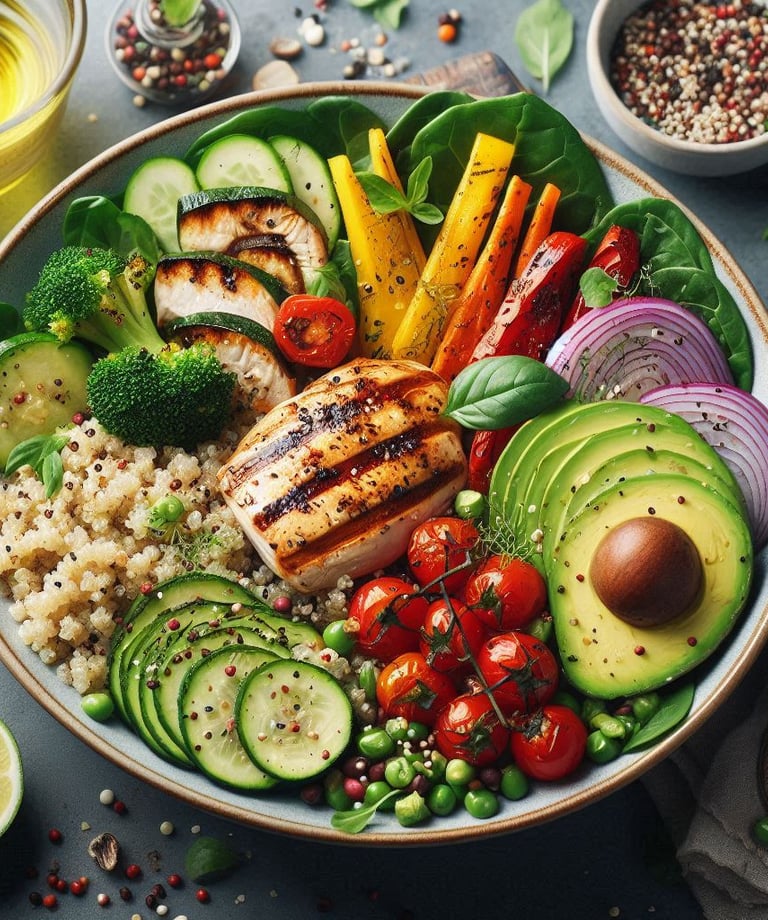 a bowl of food with vegetables and vegetables