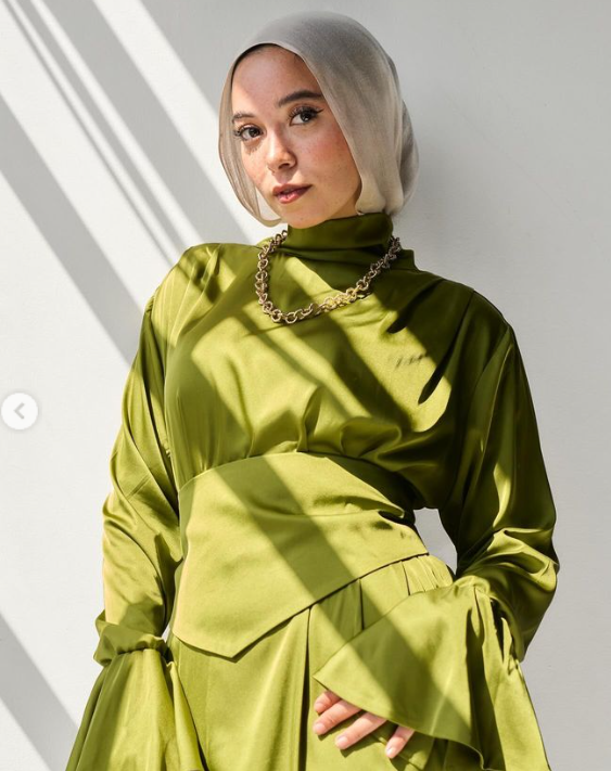 elegant satin dress hijabi
