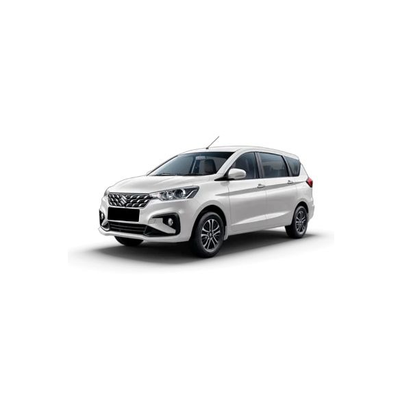a white Maruti Ertiga car parked on a white background