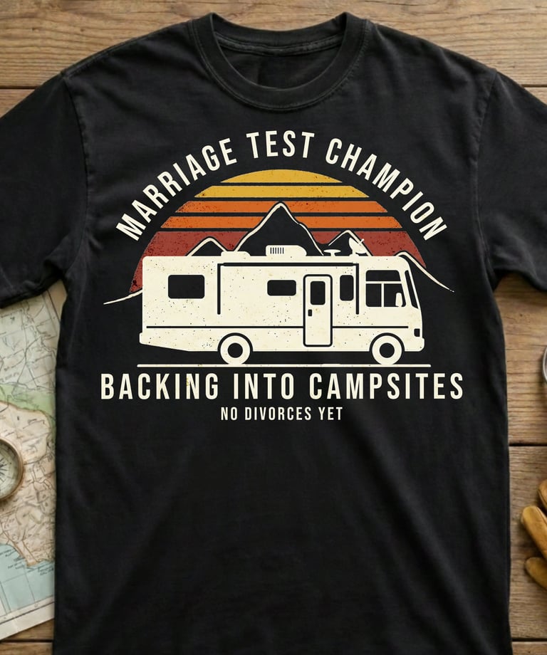Marriage Test Champion funny RV camping shirt by Horacio & Visconti