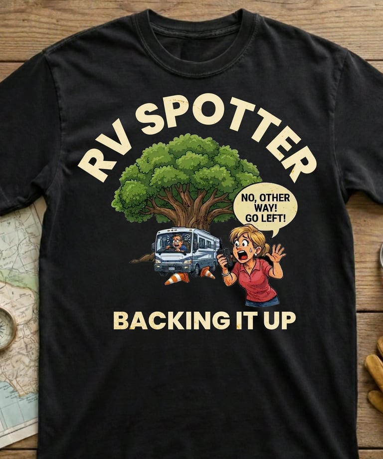 RV Spotter Backing It Up funny camping shirt by Horacio & Visconti