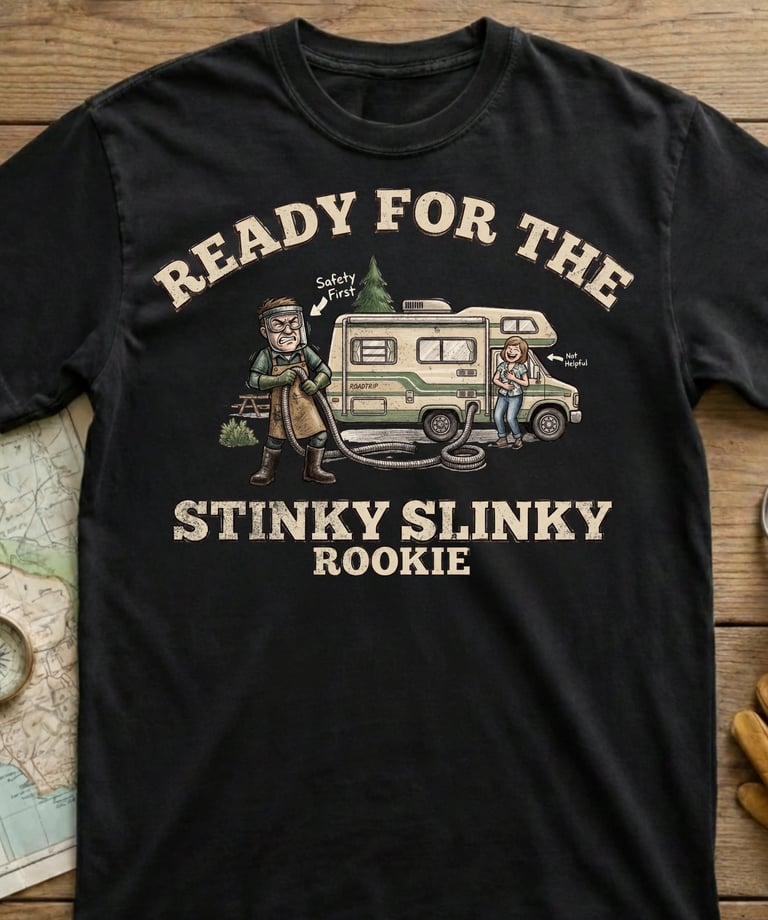 Stinky Slinky Rookie funny RV dump station shirt — Horacio & Visconti