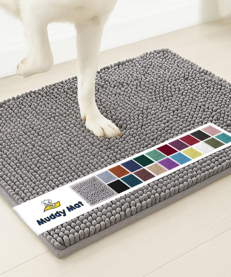 absorbent microfiber dog door mat for muddy paws
