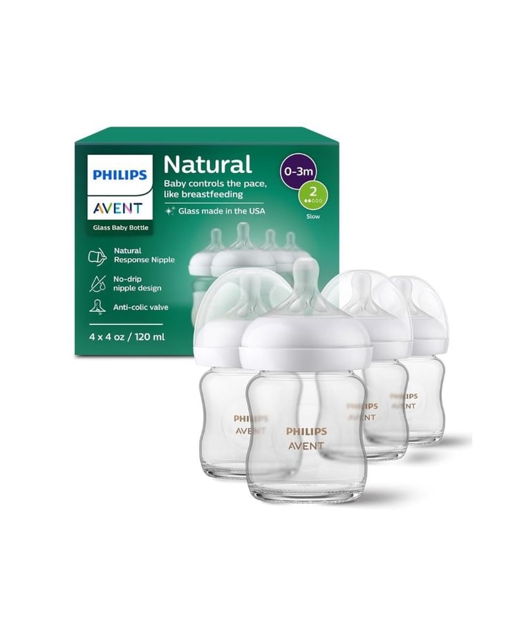 Philips Avent glass baby bottles with natural response nipples