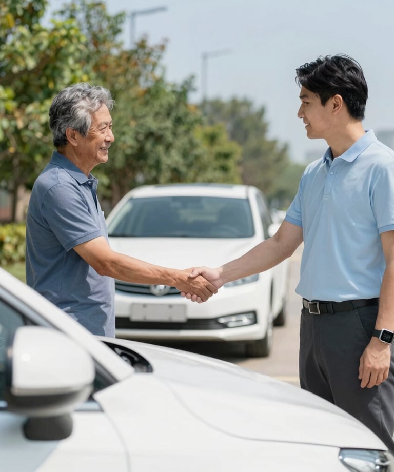 Professional woman working at a desktop computer in a modern office or computer lab setting.
