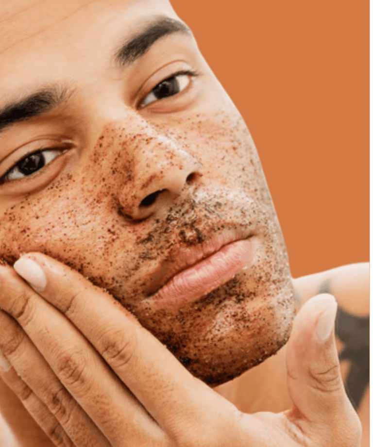 male using cafine all natural skincare product