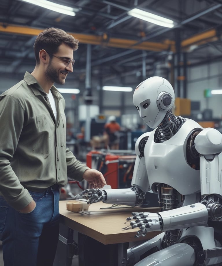 Abstract representation of interconnected robots sharing data across a global network.