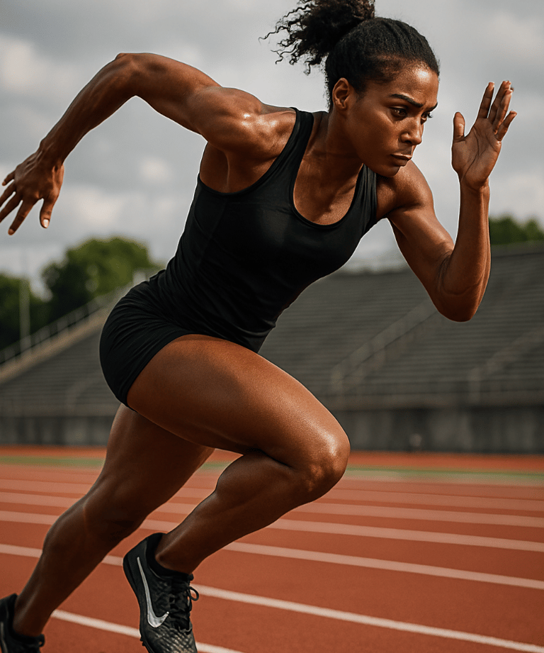 Sprinteuse pour la journée internationale du sport