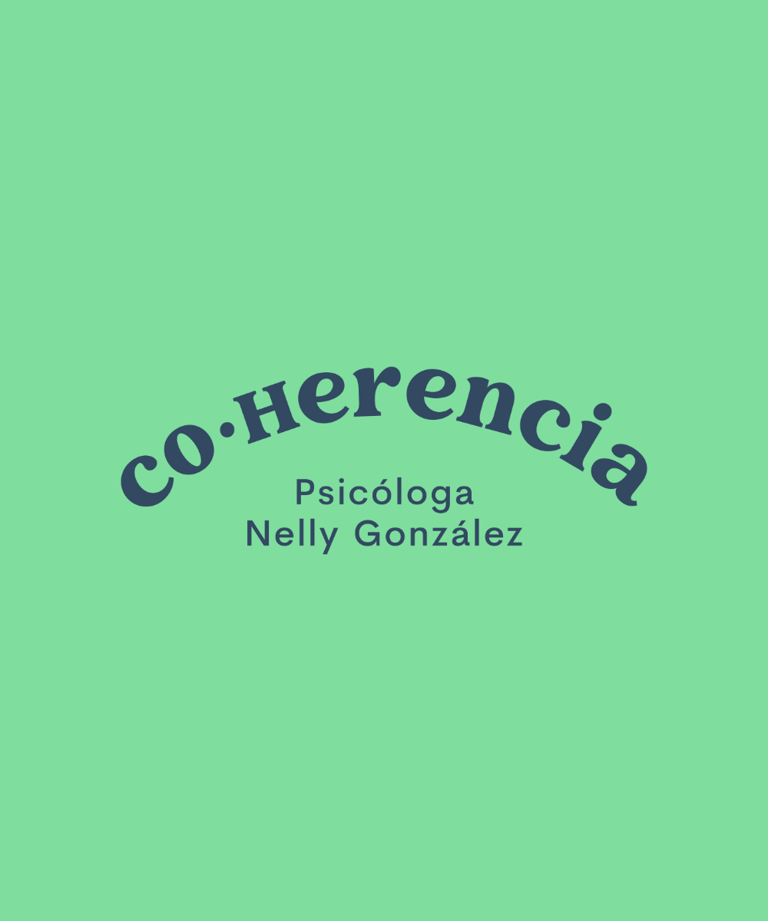 Logo de Coherencia sobre un fondo verde menta.