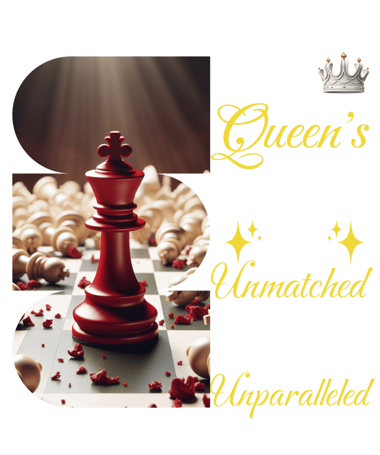 a chess game with a queen's crown on the table