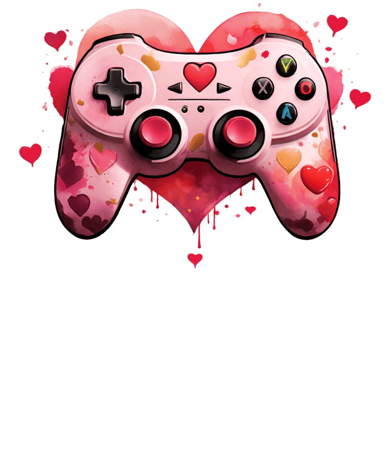 a pink video game controller controller with a heart shaped video game controller