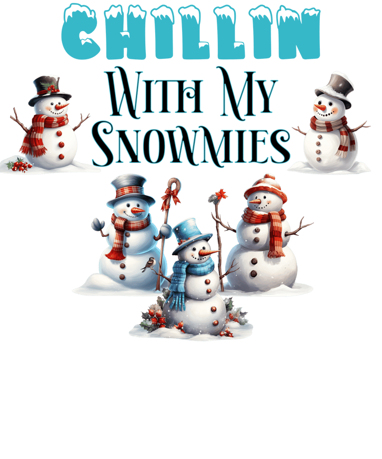 a group of snowmen with a black background