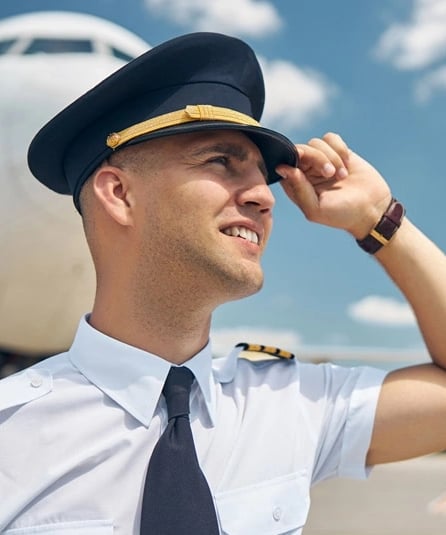 Airline pilot completed pilot training with plane