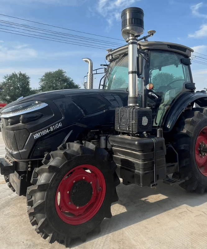 a tractor with a large wheel on it