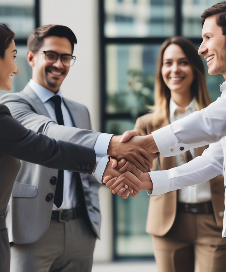 Close-up of hands shaking in agreement, symbolizing trust and partnership in recruitment.