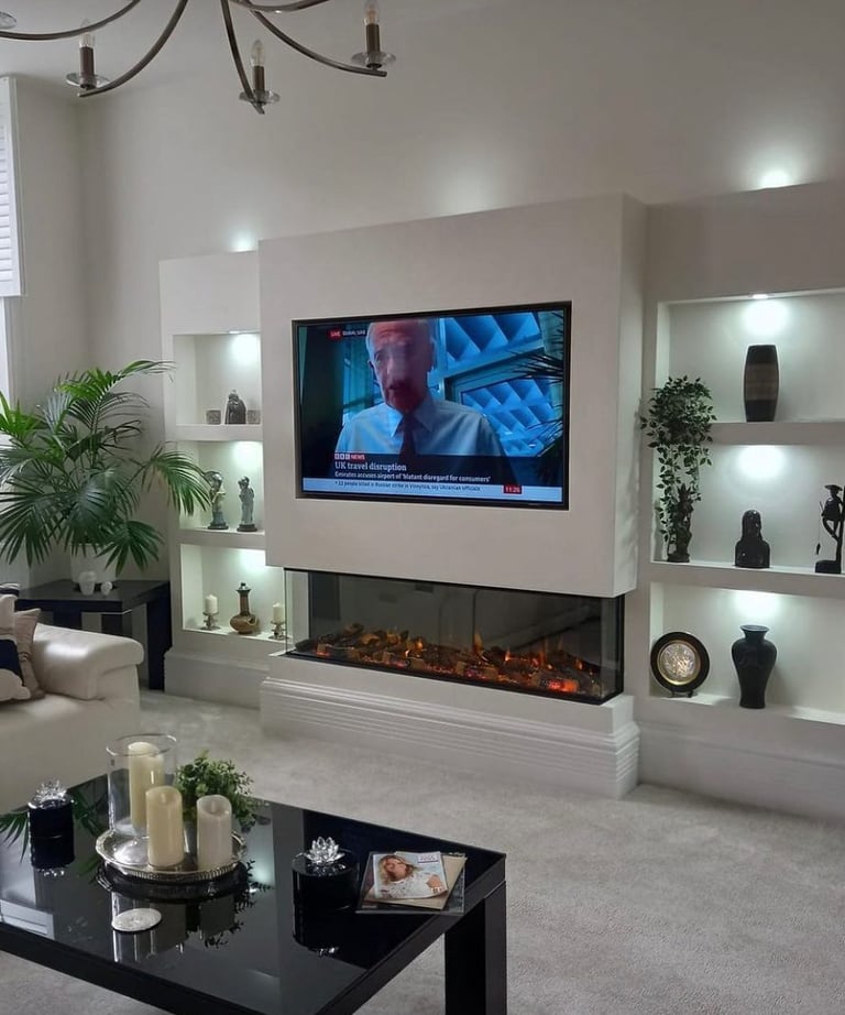 Media walll with TV & fireplace - MountMyTV