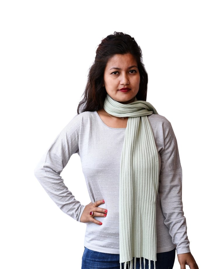Cashmere Rib Stole with Fringe 