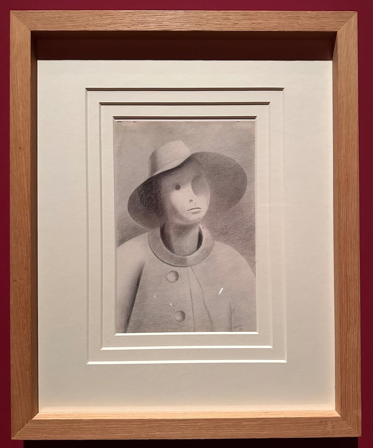 Woman with hat (Self Portrait?), 1917, pencil on paper ©16mag