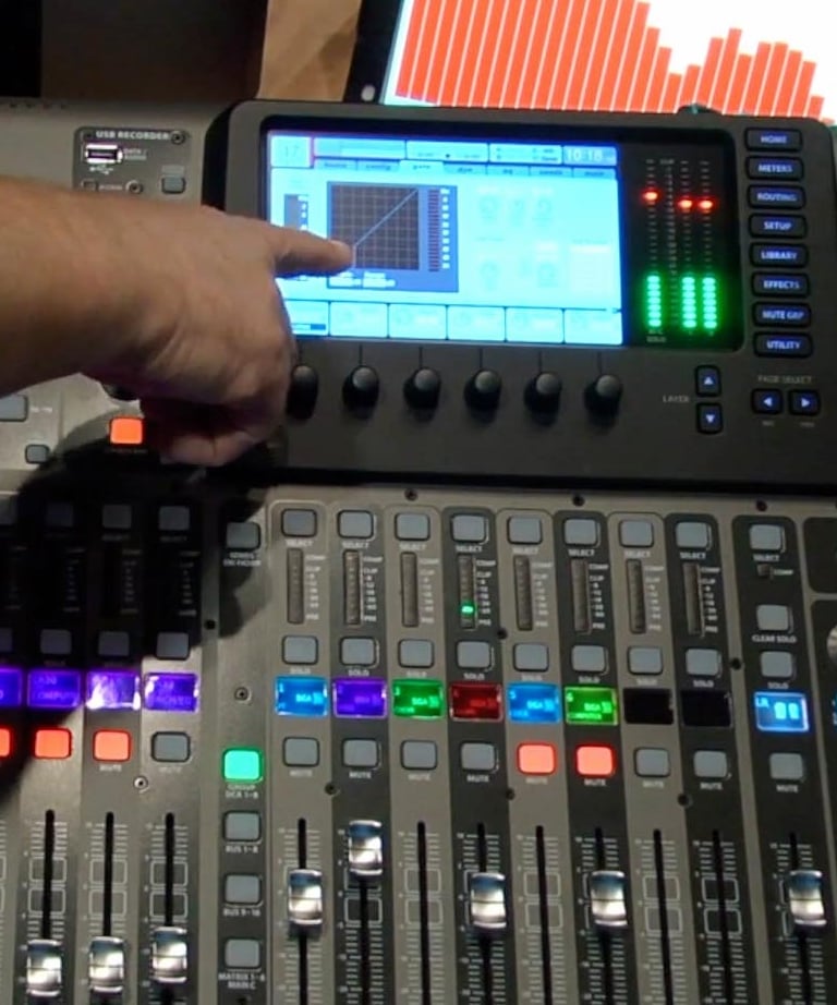 Digital console being operated in a church