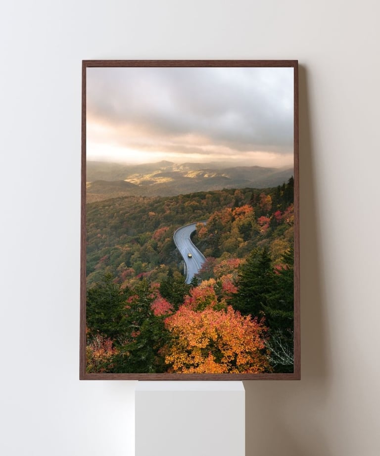 Framed landscape print from Nate Bowery Photography of the Linn Cove Viaduct on Blue Ridge Parkway
