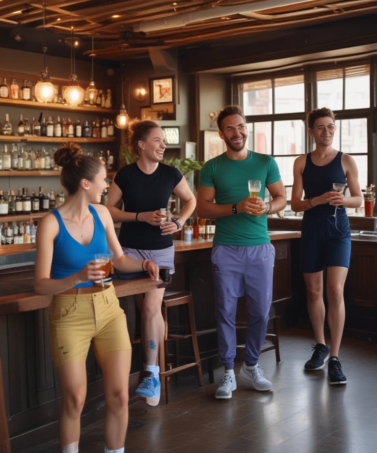 Close-up of a runner's determined face, beads of sweat shining under bold race colors.