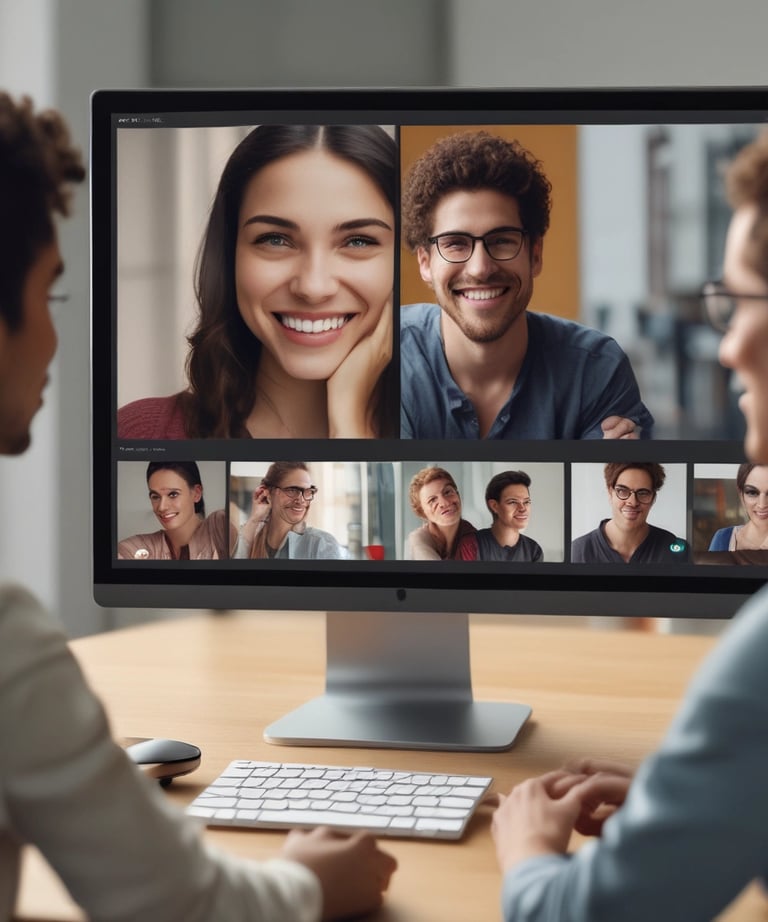 A laptop displaying a live session with vibrant charts and participant interactions.