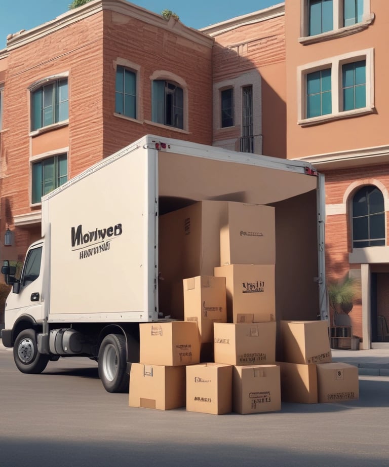 A clean, branded Budget Movers UAE truck ready for a smooth relocation on a sunny Dubai street.