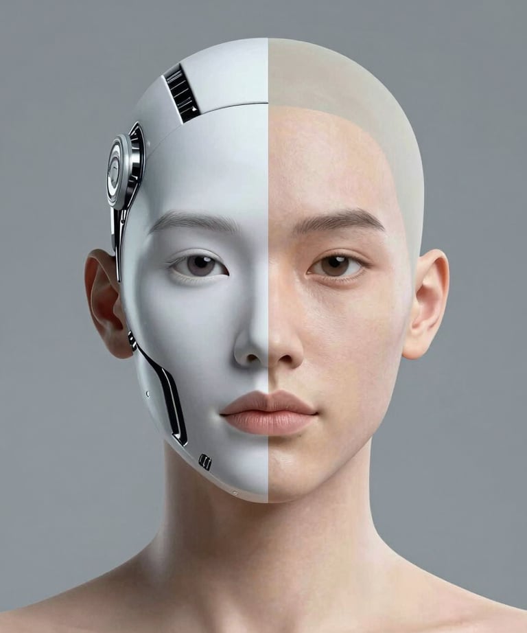 Half Human half Android head