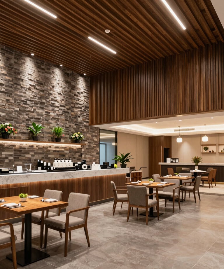 A hotel lobby bustling with attentive staff and satisfied guests.