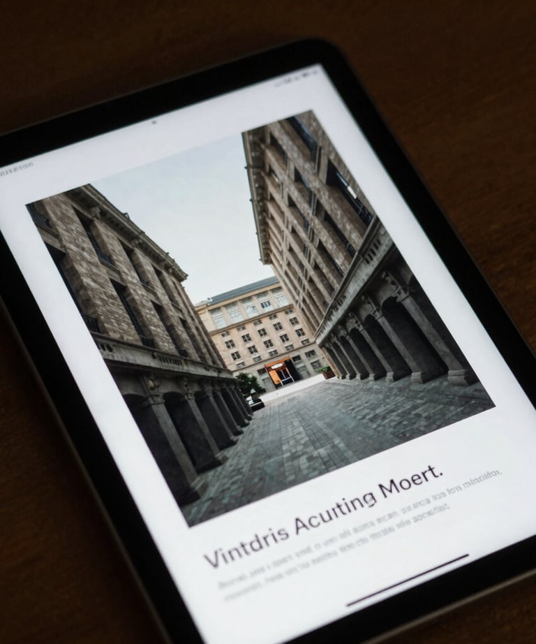 A digital tablet showing an e-book cover with a modern, academic design on its screen.