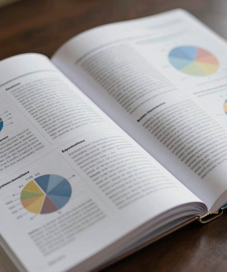 A close-up of a published academic journal open to a page with complex educational charts and professional formatting.