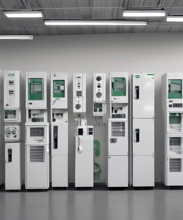 High-quality electrical equipment displayed in a showroom.