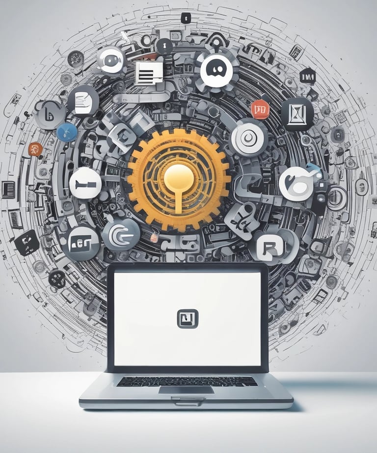 A futuristic and digital-themed image features a stylized circuit board with the words 'Open AI' in bold, glowing letters. Above it is a design that resembles an AI or robot face with neon accents. The background consists of a network of interconnected blue lines and nodes, suggesting themes of technology and connectivity.