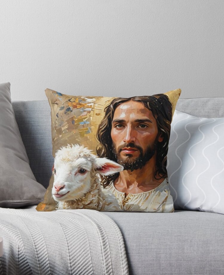 a man with a goat in a living room