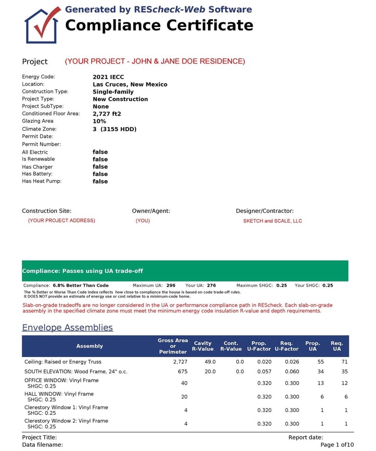 2021 IECC RESCHECK Certificate Drafted For You
