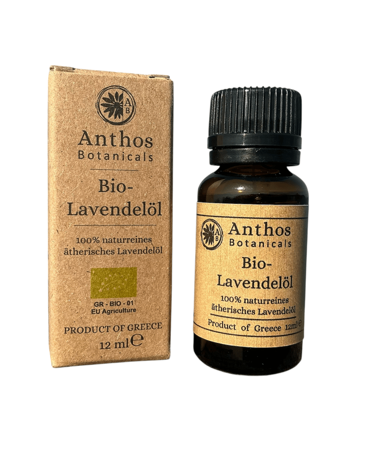 a bottle and a box of lavender essential oil