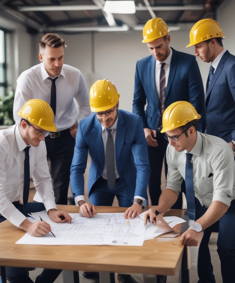 A brick building with a sign for the Department of Mechanical Engineering is situated in an open area. There is a white car parked in front of the building. The structure has multiple windows and a covered entrance. Power lines and a pole are visible on the right, with some trees in the background. The sky is clear with few clouds, indicating sunny weather.