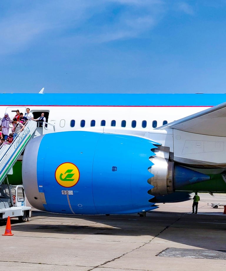 Uzairways airplane landed