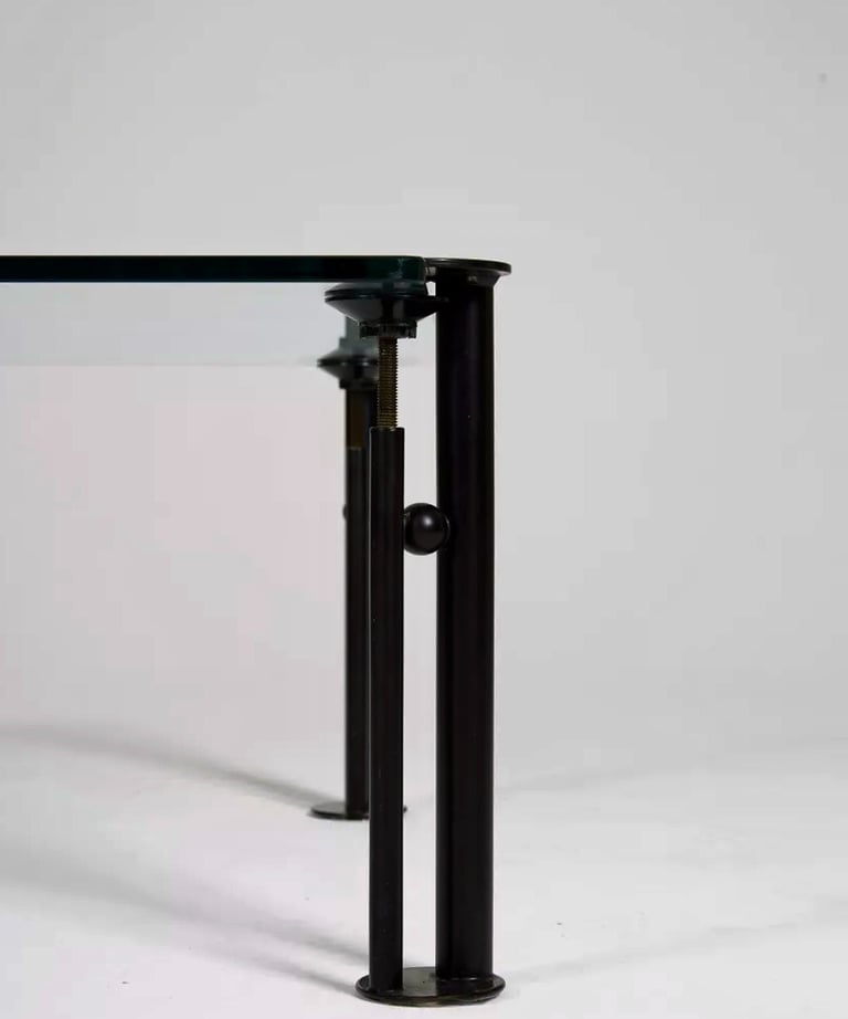 Table basse en métal tubulaire et verre Joe Ship  créée par Philippe Starck dans les années 1980