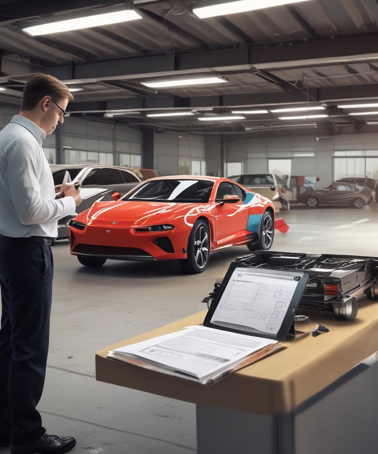 A white luxury SUV is parked in an indoor showroom with shiny black flooring. The vehicle's smooth exterior and sleek design are complemented by polished black wheels. Reflection of the car is visible on the glossy floor, enhancing the elegance of the setting. A partial view of a column with a star pattern is seen on the right, contributing to the upscale atmosphere.
