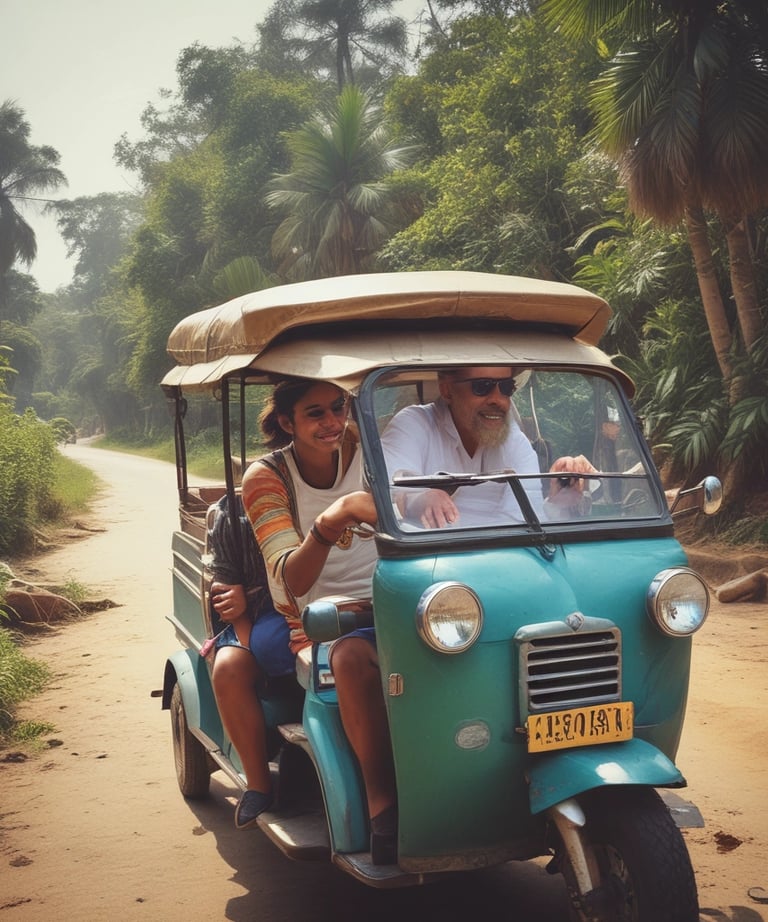 A happy family enjoying a road trip in a comfortable rental car.