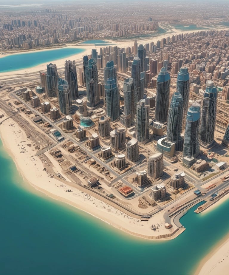 An architect reviewing blueprints at a construction site.