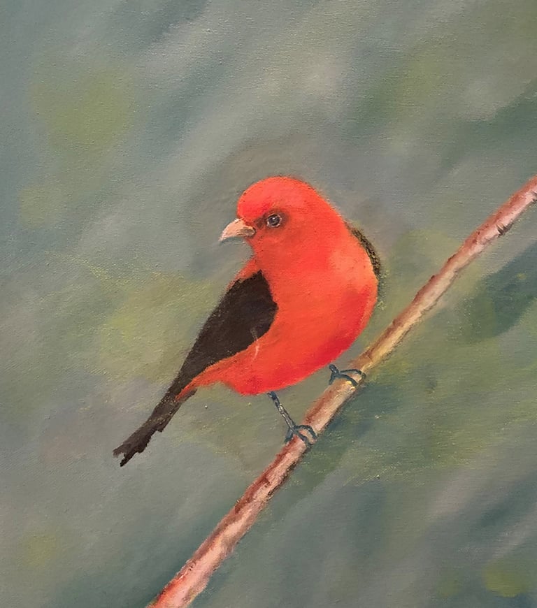 Scarlett Tanager by New Mexico Artist John Dick-Peddie