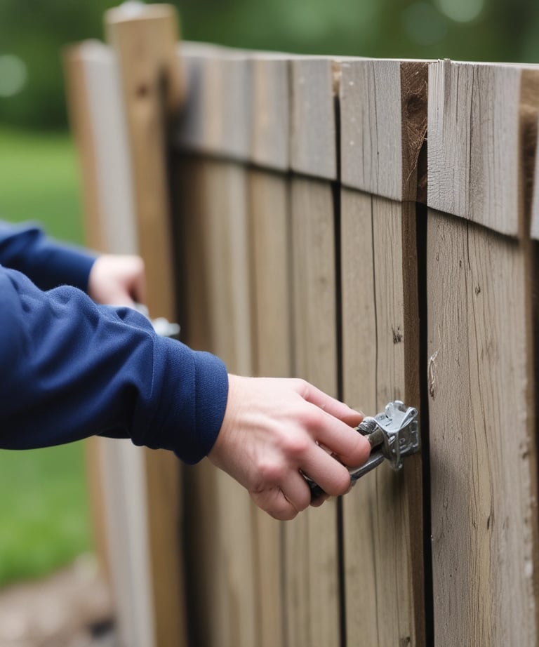 A professional team performing pressure washing on a deck.