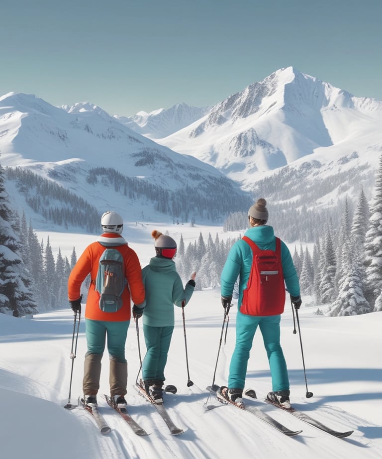 Familia disfrutando de nuestras Clases de Esquí en Sierra Nevada