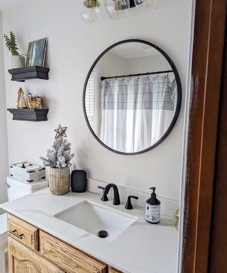 After Pictures of Guest Bathroom: Teal to Neutral