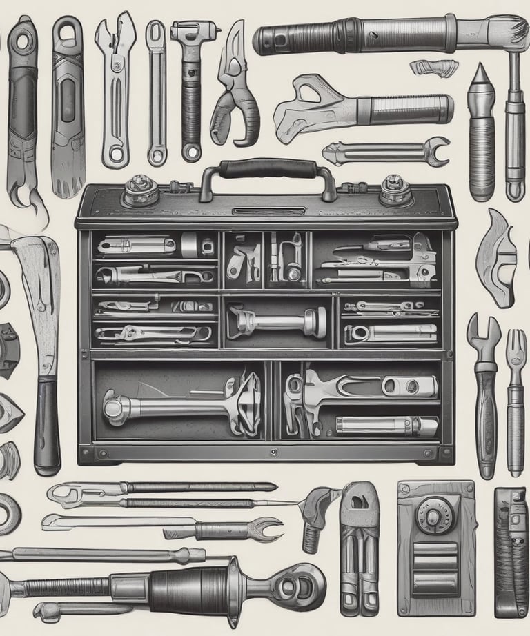 A neatly organized toolbox with various handyman tools ready for use.